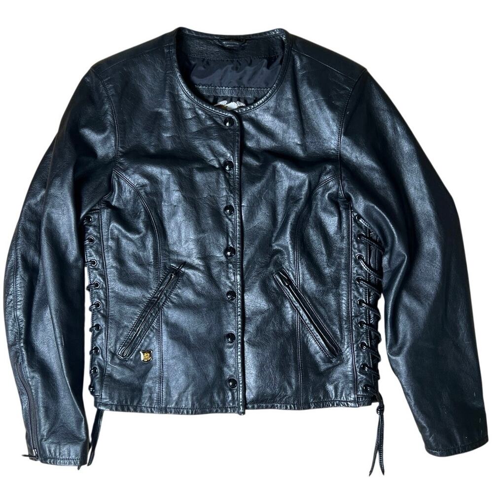 Harley Davidson Laced Side Leather Jacket Womens Size RARE Women’s Small